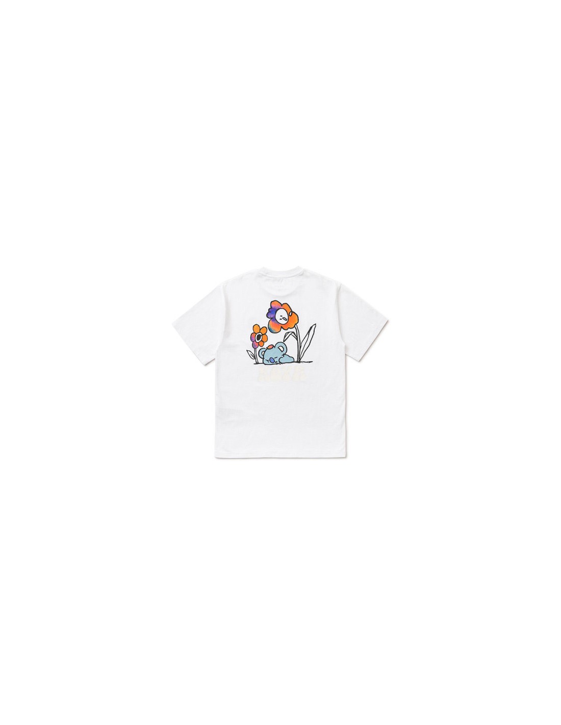 라인프렌즈_BT21 플라워 화이트 반팔 티셔츠