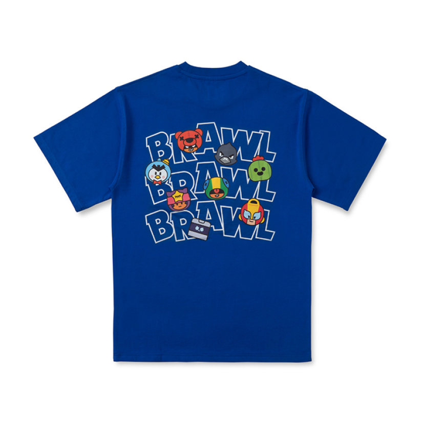 라인프렌즈_브롤스타즈 레터링 블루 반팔 티셔츠 (S-XL)